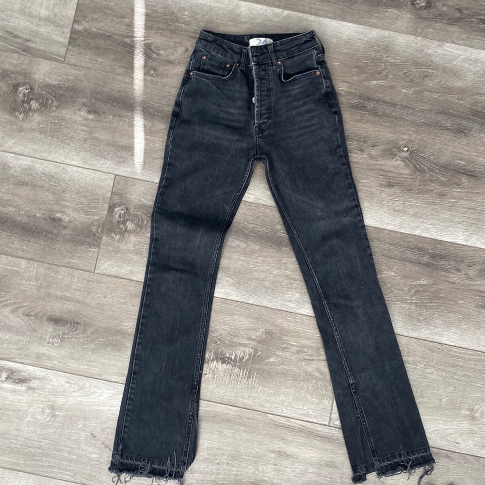 Free people 90s Split-Hem Straight Black Flare Pants - Size 0/24